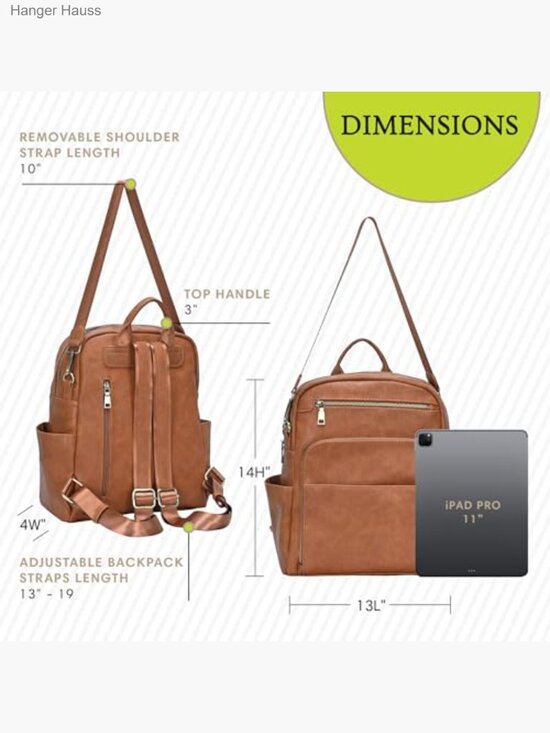 Vegan Leather Convertible Backpack Purse - Travel Daypack main image 4